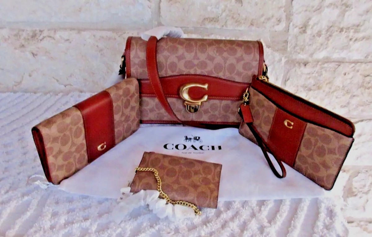 ≪翌発≫COACH・ ショルダーバッグ 38579 TAN RUST Coach Coated Canvas Signature Chaise Crossbody Tan Rust