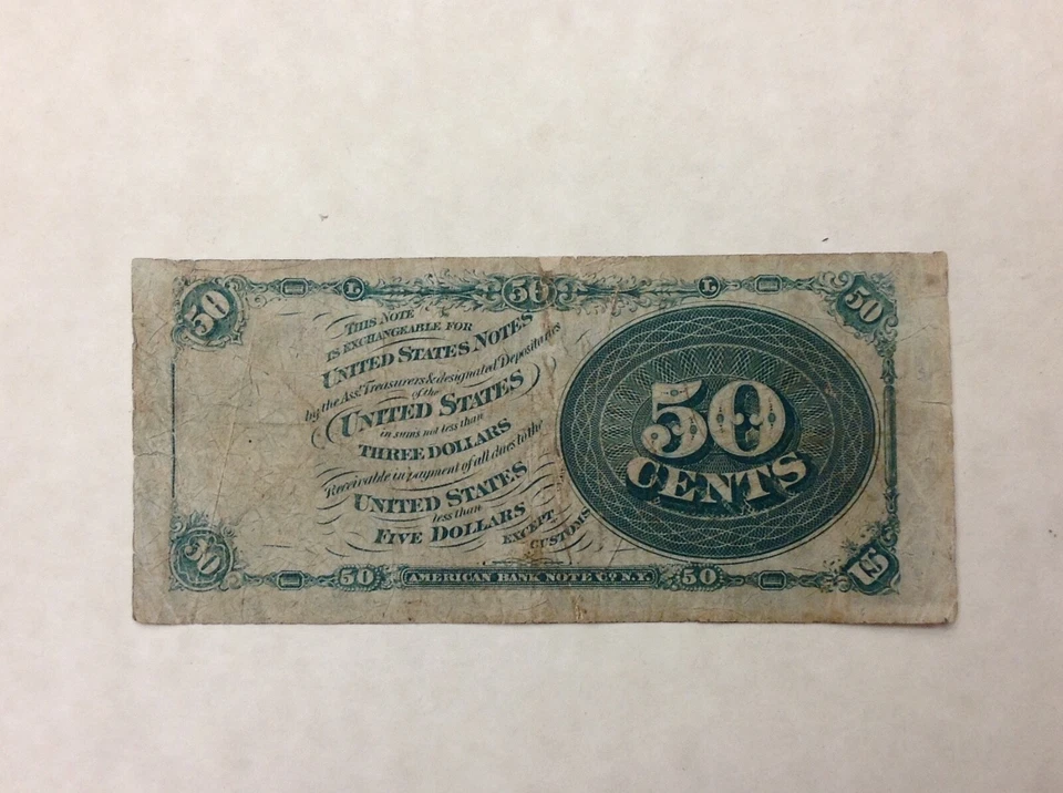 ~ Fr 1376 50 CENTS 4TH ISSUE US FRACTIONAL CURRENCY - VIOLET FIBERS - STANTON - Image 2 of 2