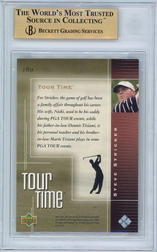 POP 1: Steve Stricker BGS 9.5: 2001 Upper Deck TT Rookie Year Gisto #180 Foto 2 de 3