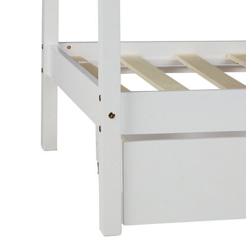 Hausbett 90x200 cm mit 2 Schubladen Lattenrost Weiß Kinderbett Bett Homestyle4u - Bild 6 von 12