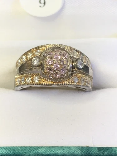 UNIQUE VINTAGE RING SPINNER Sterling Silver PJM Vintage CZ Pave Setting