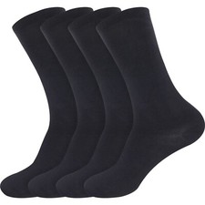 4 pairs Men's Rayon from Bamboo Fiber Mid-Calf Socks - Size M/L Charcoal