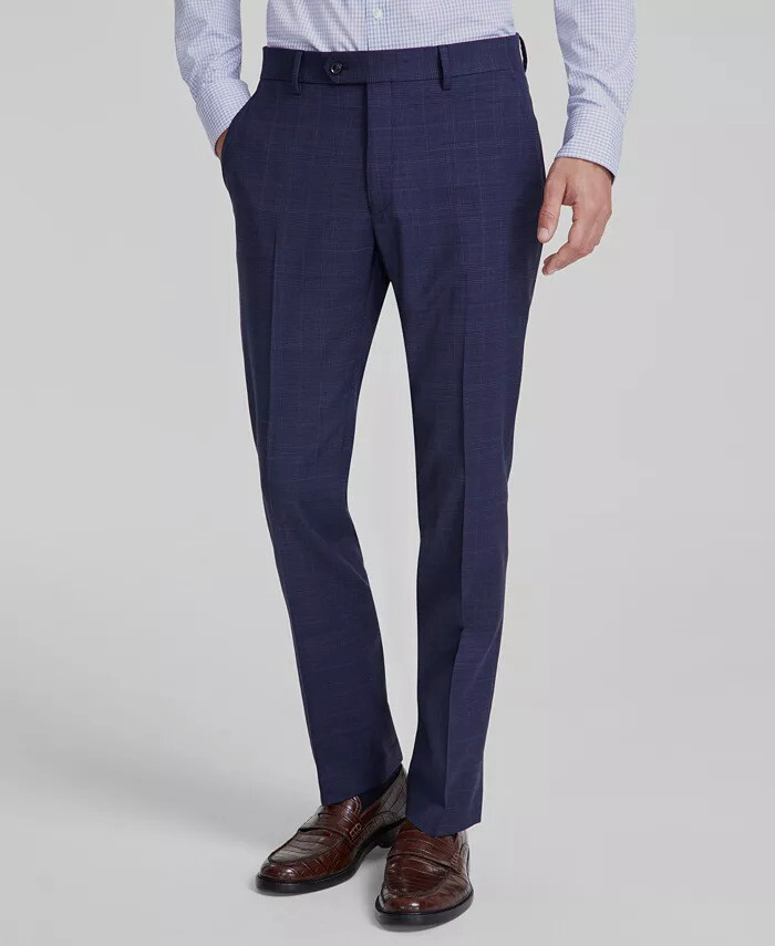 Tommy Hilfiger Men's Blue Modern-Fit Stretch Plaid Suit Pants Size 33W 32L