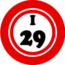 I 29 I29 Bingo Ball - 3 Inch Circle Sticker 3" x 3" - Hobby Number Board Lucky