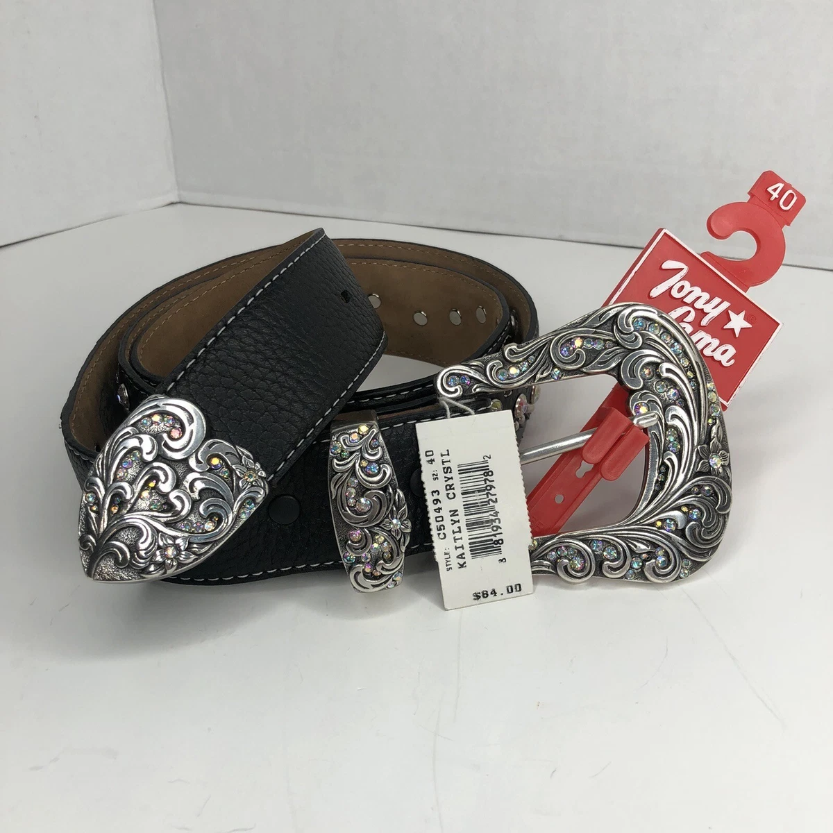 Tony lama kaitlyn cheap crystal leather western belt