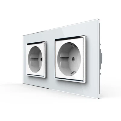 LIVOLO Design zweifache Steckdose Glas Weiß 2 Fach Doppelsteckdose Glasrahmen