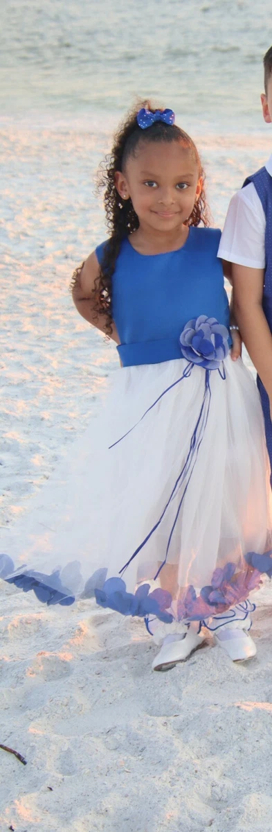 blue flower girl dresses