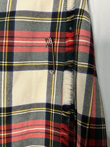 Lands End plaid Skirt Kilt Adjustable Wool size Girls 8 Red White Made Scotland - Picture 2 of 5