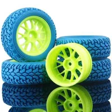 RC Rally Tires & Wheel Rims 4P For HSP 1:16 On-Road Rally Car