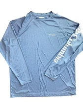 Columbia PFG Omni-Shade UPF Performance LS TShirt Blue LOGO
