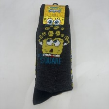 New Spongebob Squarepants ''To Be Square'' Crew Socks 2-Pack Size 10-13