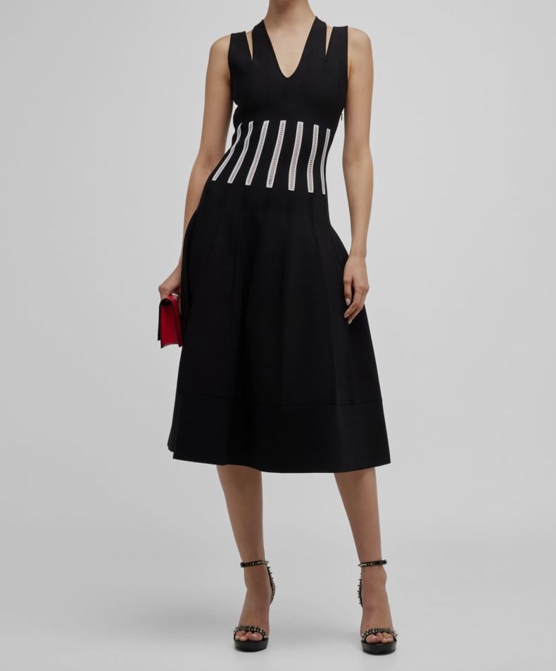 Alexander McQueen Women's Corset Midi-Dress - Porcelain Black - Size XS
