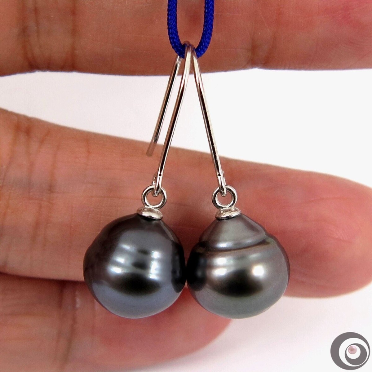 Genuine Tahitian Pearl Classic Hook Earrings, Large Circled Drop
