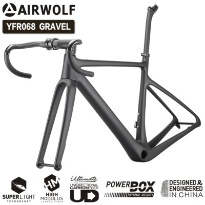 Airwolf 700*40c Kohlefaser-Gravel Fahrradrahmen Rennrad Bike Frame T1100