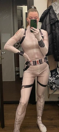 $120 BLACK WIDOW "White Widow" Snow Costume Spandex Bodysuit - Womens Small