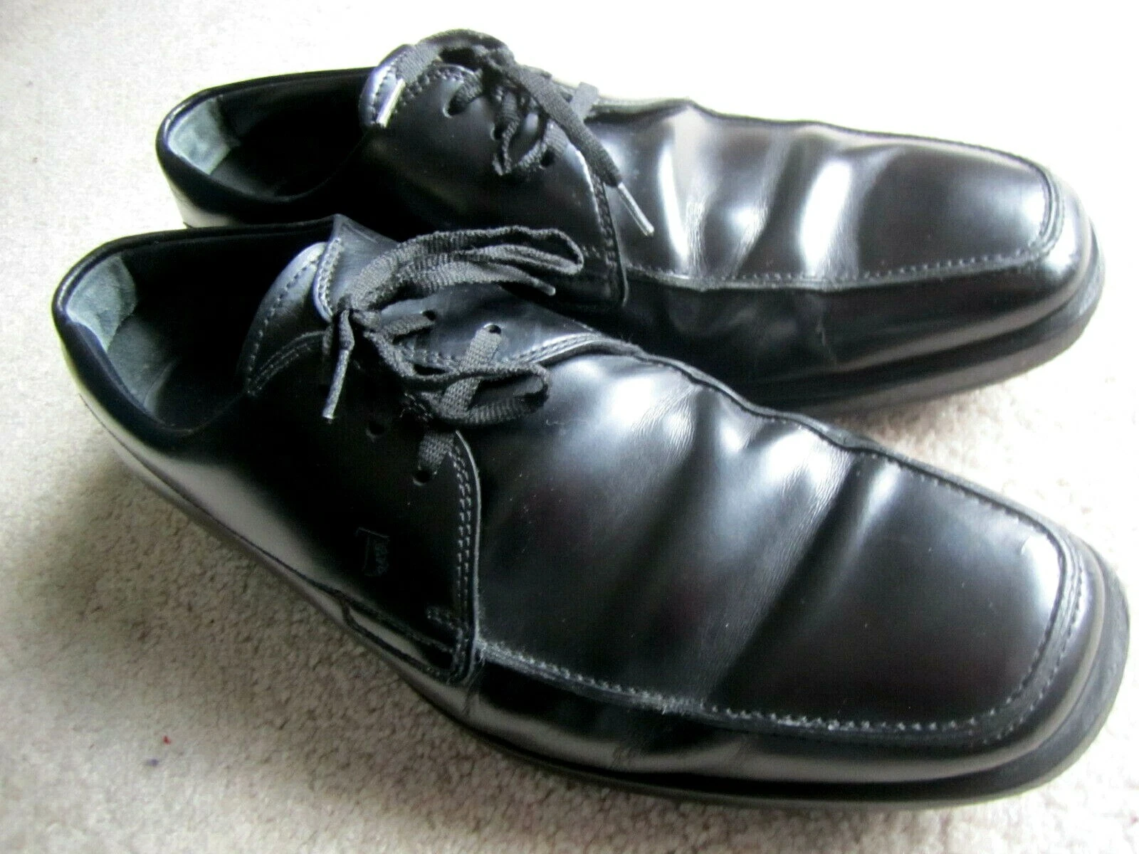 TOD’S Tod's scarpe uomo casual in pelle nera stringate canottiera taglia 7UK mocassini guida