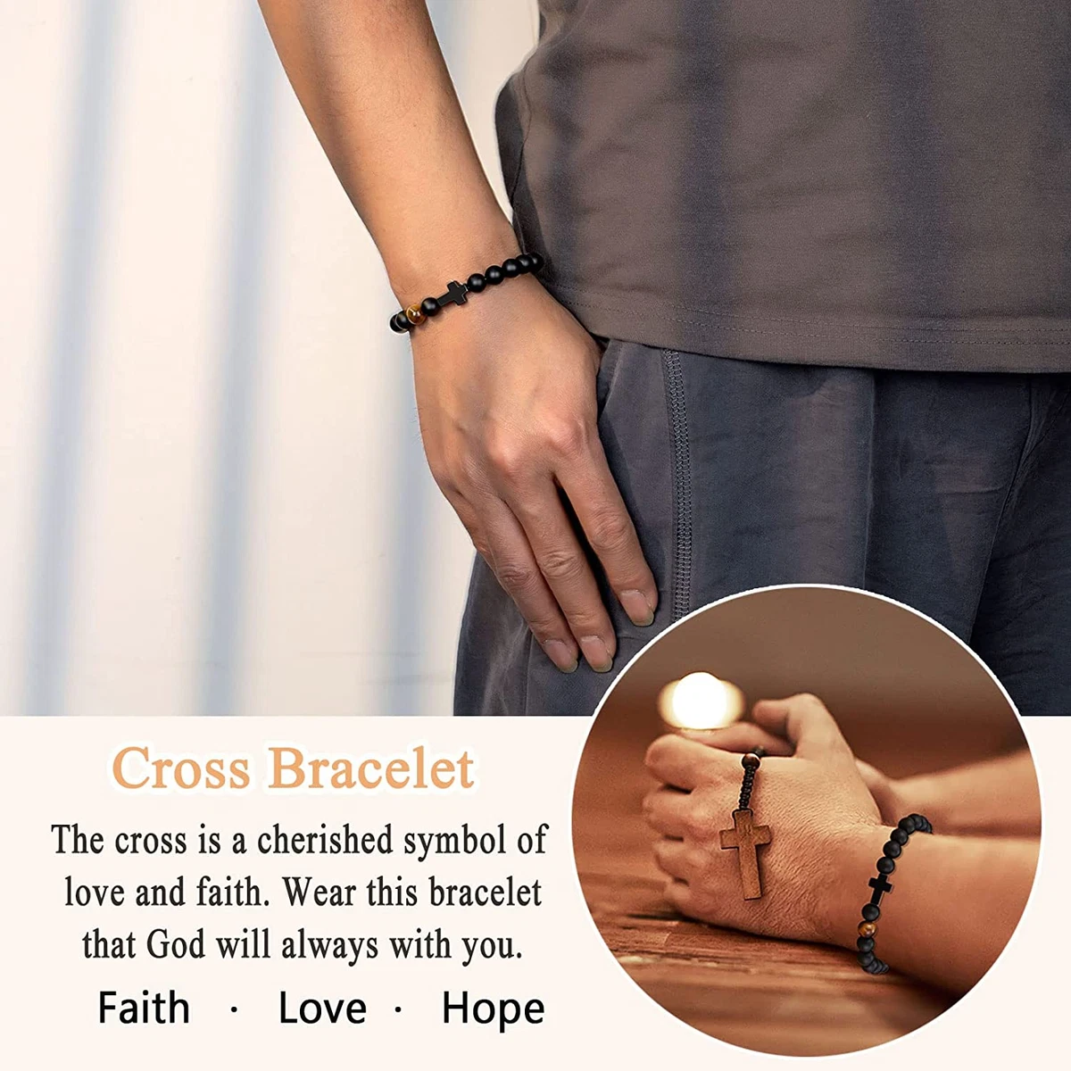to Mens Boys Gifts Cross Bracelet for Son Grandson Dad Husband Godfather Me