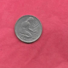 GERMANY GERMAN KM109.1 1967 J XF EXTRA FINE NICE OLD VINTAGE 50 PFENNIG COIN