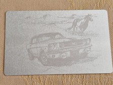 Plaque Alu. CARTE de VISITE avec GRAVURE LASER argent Mustang - CUSTOM au choix