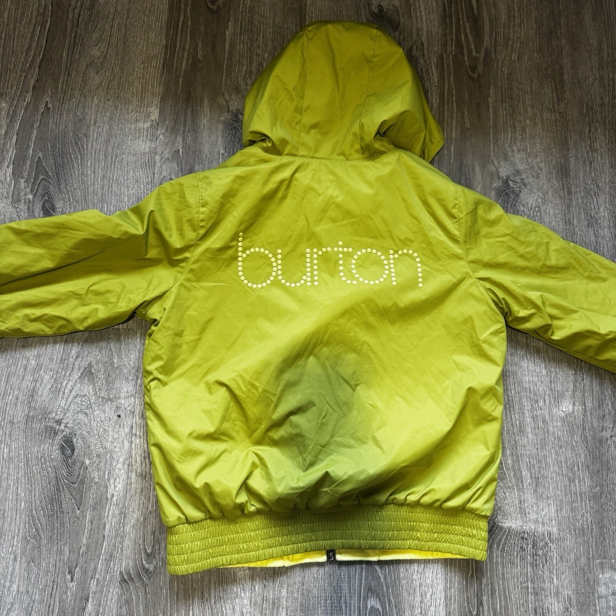 Burton Reversible Jacket Kids Large Green Yellow Fleece Zip Pocket