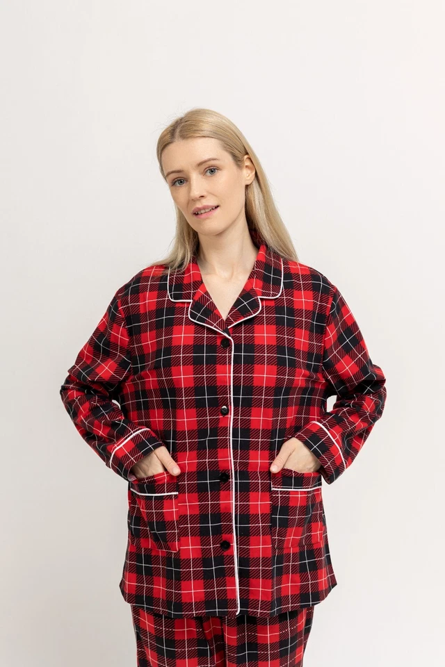 Juego de pijama a cuadros para adultos - rojo Foto 4 de 4