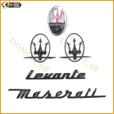 5PCS Gloss Black Emblem Levante RH & LH Side Trunk Badge  Set For Maserati