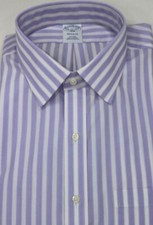 Brooks Brothers Regular Non-Iron 100 Cotton 18-34/35 White-Lavender NWT 108.00