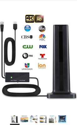 TV Antenna Digital HD Indoor, HDTV Indoor Digital Amplified TV Antennas Support 