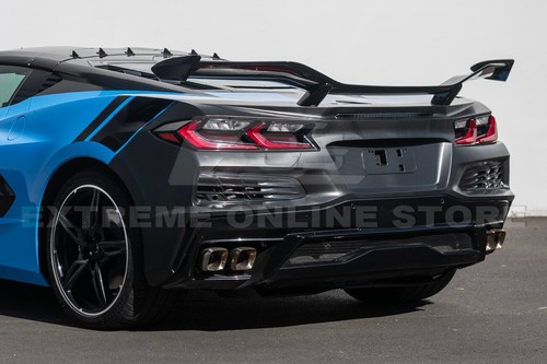 For 20-Up Corvette C8 | Z06 Style Rear Bumper Cover w/ Painted High Wing Spoiler - Picture 7 of 21