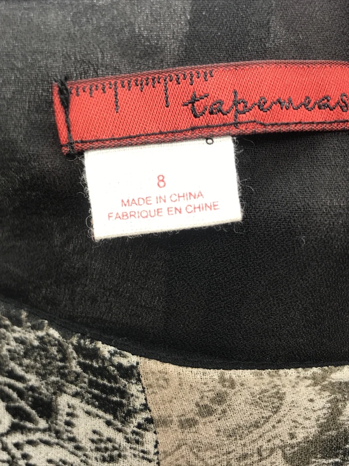 Tape Measure Women's Skirt Size 8 Floral Faux Lace Fitted Flair Black Beige - Image 4 of 4