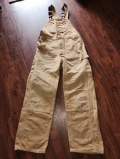 VINTAGE CARHARTT DOUBLE KNEE BIB OVERALLS CANVAS , WORWEAR IN BROWN, IT DOES NOT