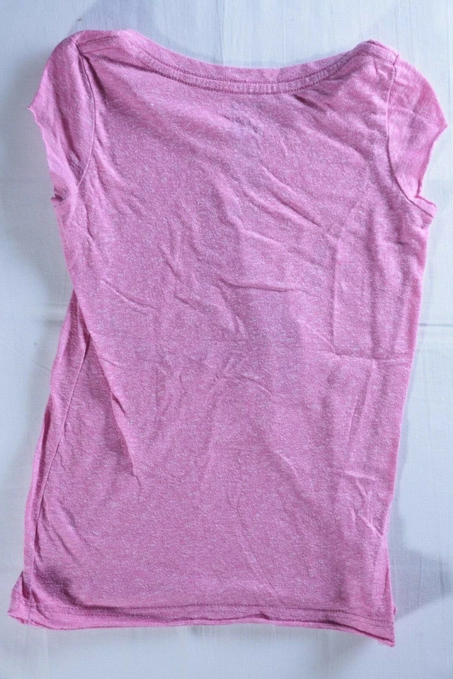 Camiseta Billabong meninas tamanho XS 6 rosa gráfica selvagem manga borda crua bainha - Imagem 2 de 4
