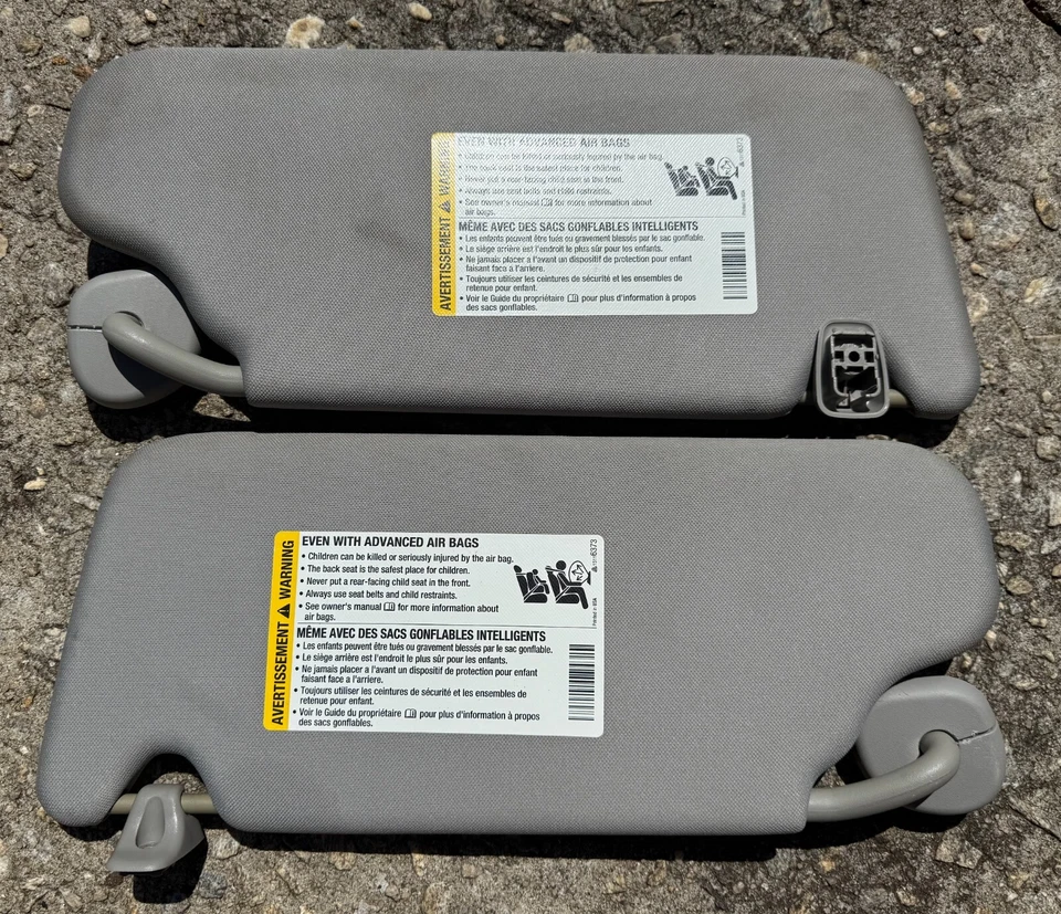 Parasoles grises para conductor pasajero Chevrolet Impala 2006-16 izquierda derecha OEM Foto 2 de 3