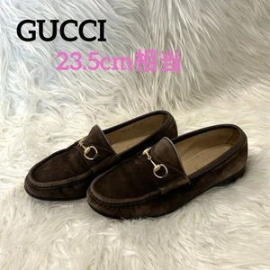 Mocassins femme GUCCI Horsebit daim marron EU36,5/US6,5 authentiques du Japon