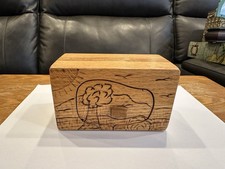 VTG Natural Hand Made Wood Puzzle Box Sunny Landscape Hidden Compartment signed