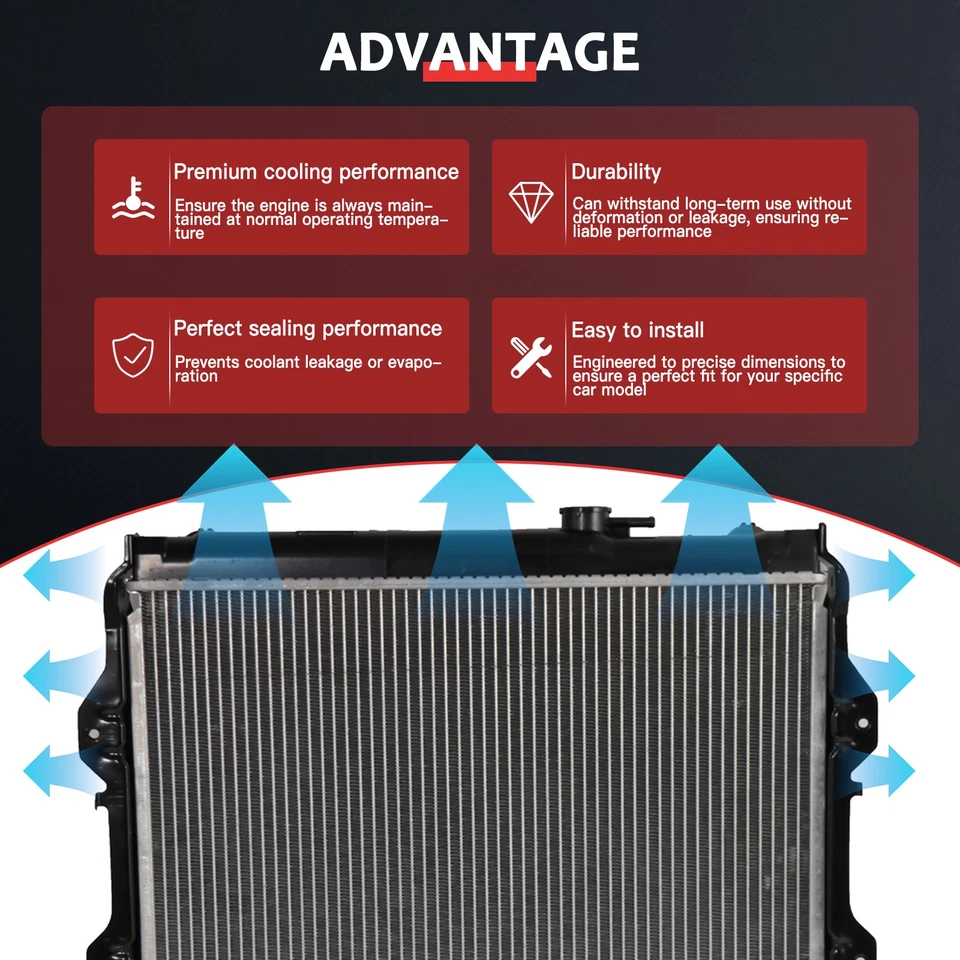 For 1989 1991 Toyota 4Runner Toyota Pickup 3.0L CU50 Aluminum Radiator Foto 3 de 4