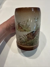 Vtg German Stoneware Beer Mugs/Steins Wildlife Rabbit scenes Made in W.Germany