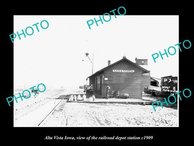 Alta Vista Iowa The Railroad Depot Station c1909 Old Large Historic Photo