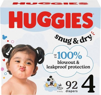 Huggies Size 4 Diapers, Snug & Dry Baby Diapers, Size 4 (22-37 lbs), 92 Count, P