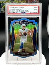 Justin Herbert 2020 Panini Select Die Cut Light Blue Prizm #144 PSA 9 Rookie RC