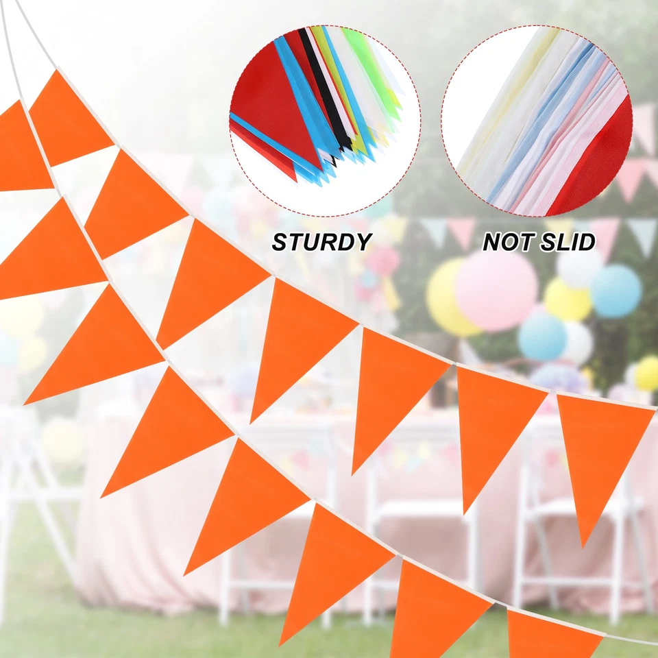 60 Piezas Banderines Banderas 100 ft Cuerda Colgante Triángulo Bunting Naranja Foto 3 de 4