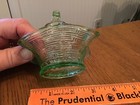 Vintage Miniature Mini Glass Basket Square Basket Weave Green 3 1/4" Tall — photo 4