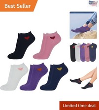 Fun Lightweight Ankle Socks 5 Pack - Heart Pattern Gifts for Teens Size 6-10