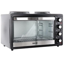 Better Chef Toaster Oven+Broiler 20" W/ Dual Solid Element Burners Compact Black