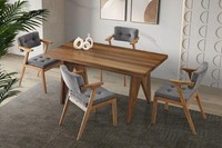Essgruppe Essecke Holztisch Esstisch StüHle Set 5Tlg Braun Esszimmer