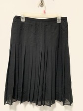 Covington Black Pleated Midi A-Line Skirt Size 8 Preowned.