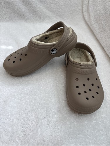 Crocs Schuhe Kinder Classic Lined Clogs hellbraun Slipper, C 13 C13 - Bild 1 von 7