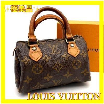 Louis Vuitton Monogram Mini Speedy Bag Vintage Brown Leather Authentic