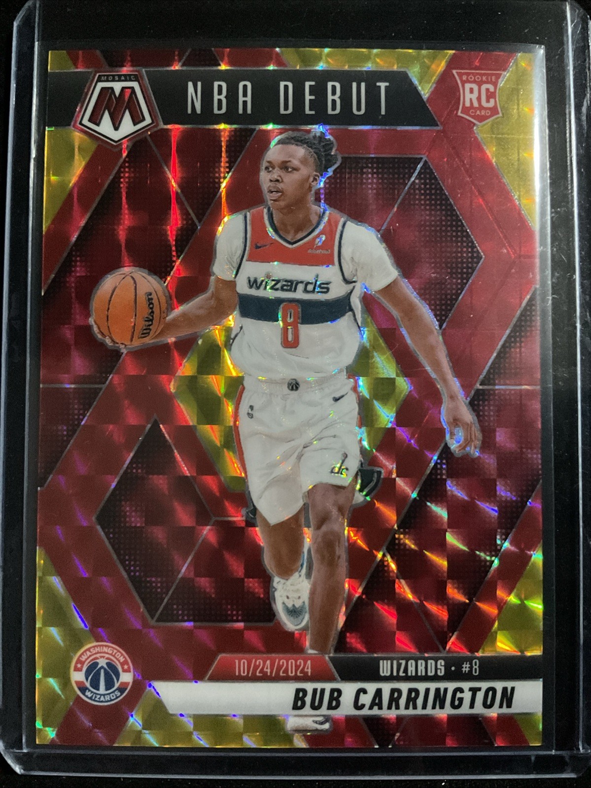 2024-25 Panini Mosaic Bub Carrington NBA Debut Choice Fusion Red & Yellow 51/75
