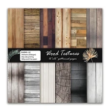 24 Pack Brown Wood Textures Scrapbook Paper, 12x12 Inch Wood Floor Single-Sid...